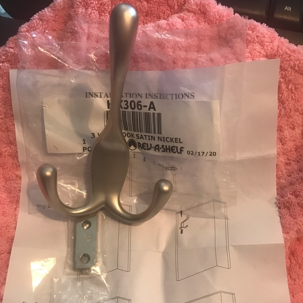 New 3-way Decorative Wall Organizer with Key Hooks by Rev-A-Shelf, 5 pieces
